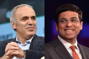 Kasparov và Anand là 2 trong số những kỳ thủ tham gia giải đấu