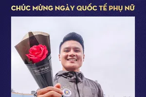 Nguyễn Quang Hải gởi lời chúc mừng ngày 8-3 trên trang fanpage của CLB Hà Nội