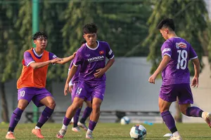 U23 Việt Nam trên sân tập chuẩn bị cho giải vô địch Đông Nam Á. Ảnh: Đoàn Nhật