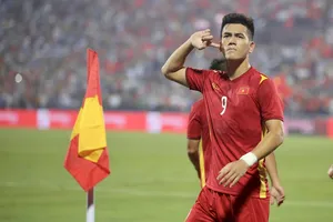 Tiến Linh ghi bàn thắng đầu tiên cho U23 Việt Nam tại SEA Games 31. Ảnh: DŨNG PHƯƠNG