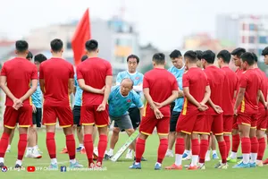 Đội U23 Việt Nam trên sân tập ngày 14-5