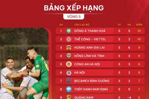 Bảng xếp hạng V-League 2024-2025 (vòng 5)