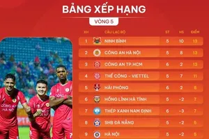 Bảng xếp hạng vòng 5 V-League 2025-2026