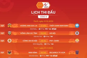 Lịch thi đấu vòng 9 V-League 2025-2026