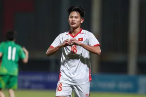 Đình Vĩ, tác giả bàn mở tỷ số 1-0 cho U17 Việt Nam. Ảnh: AFC