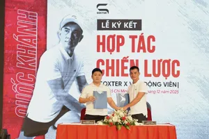Quốc Khánh tại lễ ký kết với Soxter Pickleball vào sáng 22-12.