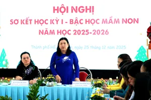 Trưởng phòng Giáo dục mầm non (Sở GD-ĐT TPHCM) Lương Thị Hồng Điệp phát biểu tại hội nghị sơ kết học kỳ 1