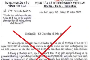 Học sinh lớp 9 và 12 ở Gia Lai đi học trở lại từ ngày 8-11 là tin giả