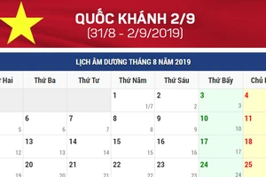 Lịch nghỉ lễ Quốc khánh 2-9