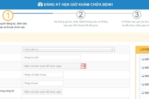 Trang website đăng kí hẹn giờ khám chữa bệnh