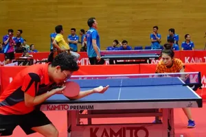 Vận động viên tập luyện và thi đấu bóng bàn tại Đà Nẵng. Ảnh: XUÂN QUỲNH