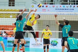 Sanest Khánh Hoà (đập bóng) càng chơi càng hay ở giải châu Á. Ảnh: AVC