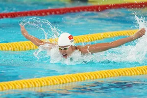 Ánh Viên thi đấu vòng loại 400m cá nhân hỗn hợp sáng 21-8. Ảnh: DŨNG PHƯƠNG