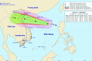 Bản đồ đường đi của bão số 7. Ảnh: TTXVN 