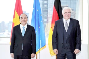 Chủ tịch nước Nguyễn Xuân Phúc gặp Tổng thống Đức Frank-Walter Steinmeier. Ảnh: TTXVN