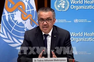 Tổng Giám đốc WHO Tedros Adhanom Ghebreyesus tại cuộc họp báo ở Geneva, Thụy Sĩ. Ảnh: THX/TTXVN