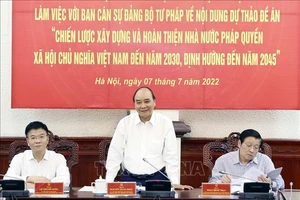 Chủ tịch nước Nguyễn Xuân Phúc phát biểu tại buổi làm việc. Ảnh; HNM