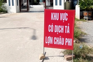 Lập biển báo địa bàn có dịch tả heo châu Phi ở xã Cẩm Dương