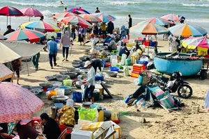 Yêu cầng ngưng hoạt động chợ hải sản tự phát trên bãi biển Thủy Tiên