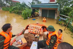 Cứu trợ đồng bào vùng bão lũ. Ảnh: DUY CƯỜNG