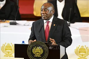 Tổng thống Nam Phi Cyril Ramaphosa phát biểu tại Cape Town, Nam Phi. Ảnh tư liệu: THX/TTXVN