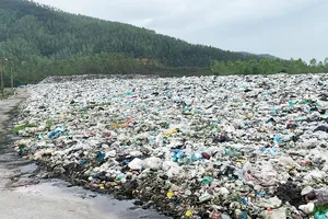 Khu vực bãi chôn lấp chất thải rắn Tây Sơn (xã Tây Sơn, Gia Lai) đầy rác thải, nước rỉ rác liên tục chảy ra ngoài