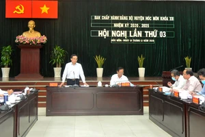 Phó Bí thư Thường trực Thành ủy TPHCM Trần Lưu Quang phát biểu chỉ đạo hội nghị. Ảnh: CAO THĂNG