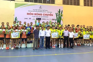 HCV nội dung bóng chuyền nữ Đại hội TDTT TPHCM 2022 thuộc về quận Tân Bình. Ảnh: HVF