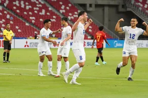 Niềm vui chiến thắng của các cầu thủ Philippines. Ảnh: AFF 