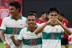 Niềm vui chiến thắng của Indonesia. Ảnh: PSSI