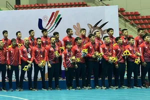 Futsal nam Việt Nam chỉ giành tấm HC đồng SEA Games 31 sau thất bại trước Thái Lan. ẢNH: ĐOÀN NHẬT