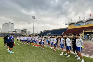 Đội bóng đá nam Thừa Thiên - Huế chuẩn bị tham dự Đại hội Thể thao toàn quốc 2022. ẢNH: KIM PHỤNG