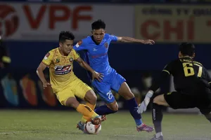 Lê Phạm Thành Long là tân binh của đội tuyển Việt Nam ở đợt tập trung tháng 6 này. ẢNH: DŨNG PHƯƠNG 