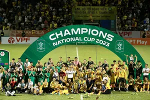Thanh Hoá lần đầu tiên trong lịch sử vô địch Cúp Quốc gia. ẢNH: MINH HOÀNG 