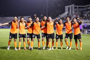Các thành viên của đội bóng BR-VT vẫn duy trì bầu không khí tích cực sau sự cố 5 cầu thủ bị khởi tố. ẢNH: CLB BR-VT 