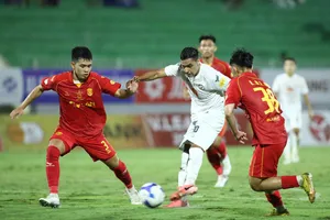 SLNA và Bình Định đang chia sẻ những vị trí cuối bảng xếp hạng V-League 2024-2025. ẢNH: VPF 