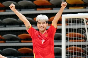 Nguyễn Đa Hải ăn mừng bàn thắng ghi cho đội tuyển futsal Việt Nam tại vòng loại Giải futsal châu Á 2026. ẢNH: ANH TRẦN 