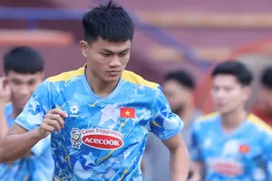 Tiền đạo Phạm Gia Hưng là phát hiện mới của HLV Kim Sang-sik trong năm 2025. ẢNH: NHẬT ĐOÀN 