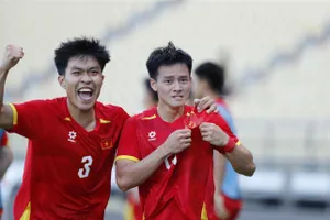 U22 Việt Nam đoạt vé vào chung kết SEA Games 33. ẢNH: DŨNG PHƯƠNG