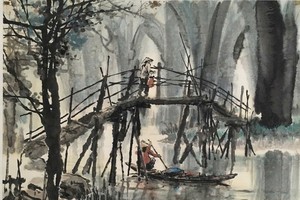 人民艺人张路《前江丐冷三椰乡即景》 画作。