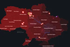 Bản đồ cảnh báo không kích ở Ukraine lúc 1 giờ 12 phút sáng 6-6. Ảnh: X/TTXVN