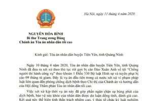 Chánh án TAND Tối cao gửi thư khen tòa xử vụ đầu tiên liên quan Covid-19