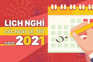 Các ngày nghỉ lễ, tết năm 2021