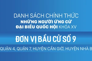 Đơn vị bầu cử số 9 (quận 4, quận 7, huyện Cần Giờ, huyện Nhà Bè)