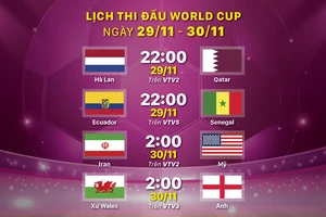 Lịch thi đấu World Cup ngày 29-11 và 30-11