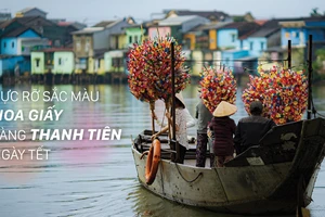 Rực rỡ sắc màu hoa giấy làng Thanh Tiên ngày tết