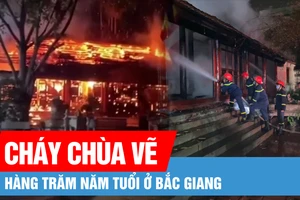 Cháy chùa Vẽ hàng trăm năm tuổi ở Bắc Giang