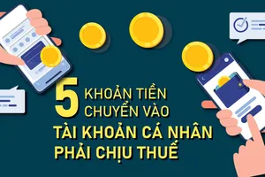 5 khoản tiền chuyển vào tài khoản cá nhân phải chịu thuế