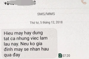 Kẻ lạ nhắn tin đe dọa Phó Bí thư Huyện ủy Nghĩa Hành