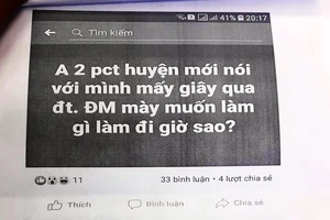 Cho rằng bị “xúc phạm” trên facebook, Phó Chủ tịch huyện đề nghị công an xử lý